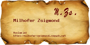 Milhofer Zsigmond névjegykártya